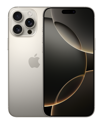 iPhone 16 Pro Max Natural Titanium standing